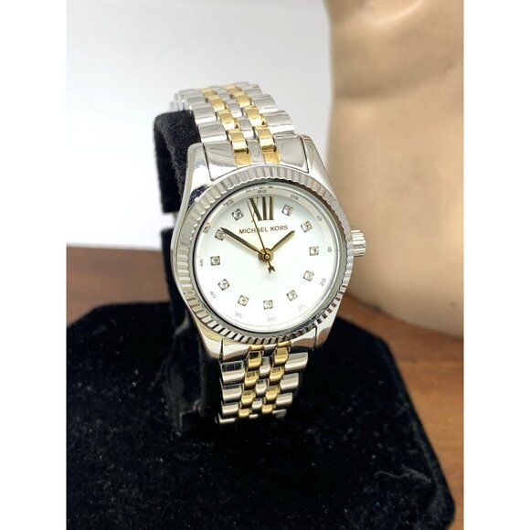 Michael Kors Women's Watch MK4740 Lexington Quartz White Dial 2-Tone Gemmed 26mm - Picture 13 of 14